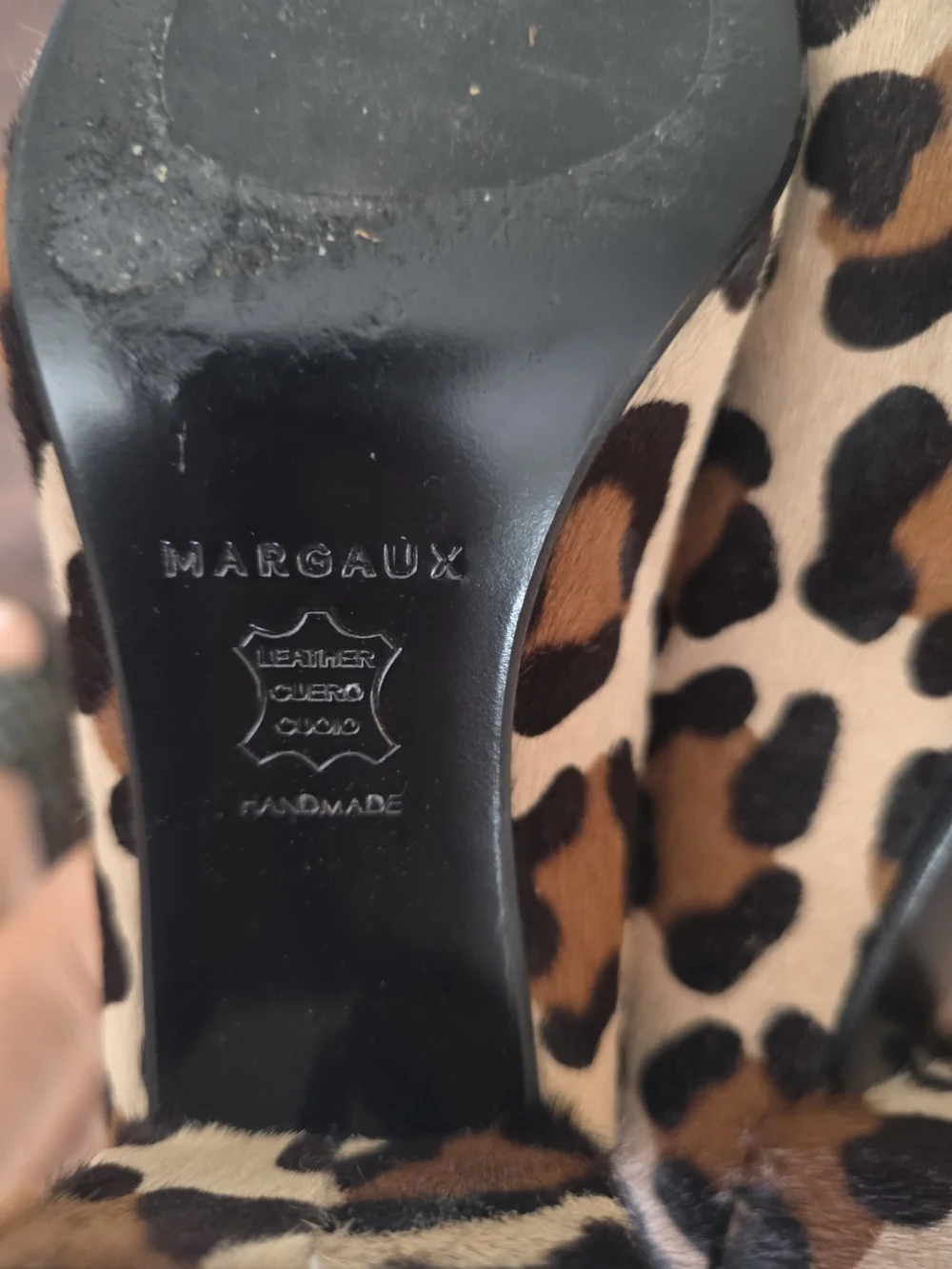 Margaux Leopard Calf Hair Ballet Flats Women's US 7.5 M Handmade Leather Round
